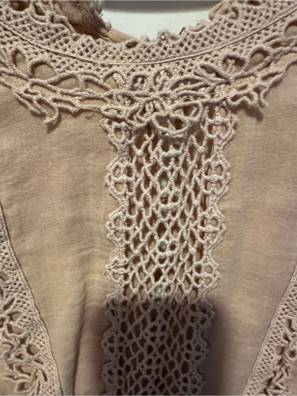 Free People Crochet-Trim Long Sleeve Blouse in Beige-Taupe - Picture 2 of 4